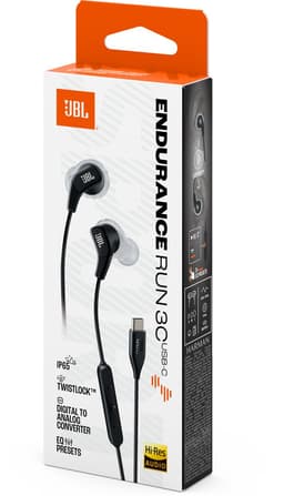 JBL Endurance Run 3 USB-C - Sport Oordopjes voor iPhone 15, 16 & 17 - Bedrade In-ear met FlipHook - USB-C Headset met Microfoon - IP65 Zweetbestendig - Hardlopen & Fitness - Zwart — thumbnail 4
