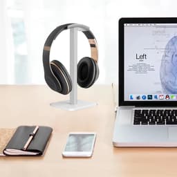 Luxe Aluminium Headset Stand – Universele Koptelefoon Houder – Gaming & Audio Koptelefoon Standaard – 22.5cm – Koptelefoon Niet Inbegrepen ( Wit ) — thumbnail 2