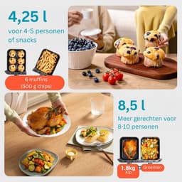 MKSS® Dubbele Airfryer XXXL - Duo Heteluchtfriteuse - Geschikt voor Accessoires - Zwart en Roségoud — thumbnail 4
