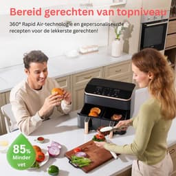 MKSS® Dubbele Airfryer XXXL - Duo Heteluchtfriteuse - Geschikt voor Accessoires - Zwart en Roségoud — thumbnail 6