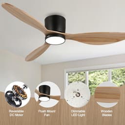 Plafondventilator met LED-lamp en afstandsbediening - Stille ventilator met omkeerbare functie en 6 snelheden — thumbnail 2