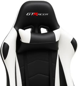 GTRacer Pro - Game Stoel - Gaming Stoel - Ergonomische Bureaustoel - Gamestoel - Verstelbaar - Gaming Chair - Zwart / Wit — thumbnail 5