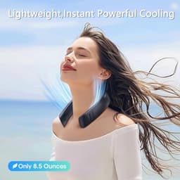 Draagbare Halsventilator met 6000 mAh Oplaadbare Batterij - 18 Uur Koeling, Krachtige 360° Luchtstroom, 3 Snelheden, Ultra-Stille Opvouwbare Ventilator — thumbnail 4