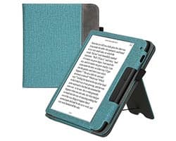 Universele E-reader Hoes met Kickstand voor Tolino Vision 6 - Kunstleer - Petrol/Donkergrijs