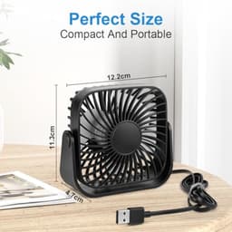 Mini USB Tafelventilator 10 cm - Stil, 360° Rotatie, 3 Snelheden voor Thuis en Kantoor — thumbnail 4