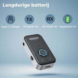 Nextora 2 in 1 Bluetooth Receiver en Transmitter - Bluetooth Ontvanger - Bluetooth Receiver Auto - Bluetooth Audio Receiver - Aux Bluetooth Auto - Bluetooth auto - Bluetooth 5.3 - AUX Bluetooth - Handsfree Bellen - Zwart/grijs — thumbnail 4