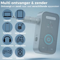 Nextora 2 in 1 Bluetooth Receiver en Transmitter - Bluetooth Ontvanger - Bluetooth Receiver Auto - Bluetooth Audio Receiver - Aux Bluetooth Auto - Bluetooth auto - Bluetooth 5.3 - AUX Bluetooth - Handsfree Bellen - Zwart/grijs — thumbnail 3