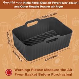 2 stuks siliconen airfryer-liners Geschikt voor Ninja Foodi Dual DZ201, antiaanbak-airfryermandaccessoires, herbruikbare liners voor 8 liter — thumbnail 2