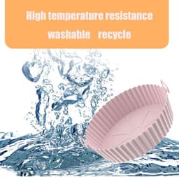 Siliconen mal, airfryer bakplaat，siliconen bakmat, airfryer-voering, herbruikbaar, bestand tegen hoge temperaturen, geschikt voor airfryer, oven, magnetron (17,5*5cm, lichtroze) — thumbnail 6