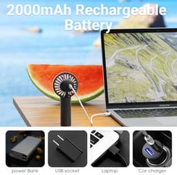 Draagbare Mini Ventilator - Oplaadbare Handventilator met 3 Snelheden voor Reizen en Make-up — thumbnail 2