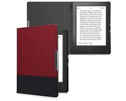 Beschermhoes voor Kobo Aura H2O - Donkerrode/zwart Canvas E-reader Case