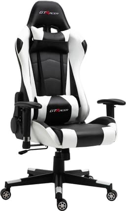 GTRacer Pro - Game Stoel - Gaming Stoel - Ergonomische Bureaustoel - Gamestoel - Verstelbaar - Gaming Chair - Zwart / Wit — thumbnail 1