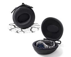 2x Horloge Etui - 10*10*5cm - Horloge Smartwatch Reis Etui - Horloge Doos - Horloge Houder Sieradendoos - Reishorlogekast - Alternatief voor Horlogedoos - Opbergbox - Waterdicht en Valbestendig - Voor Horloges en Smartwatches Ketting Oordopjes