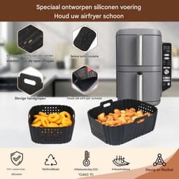 TOVBMUP Airfryer-accessoires - Geschikt voor de Ninja SL401 Double Stack Airfryer - Ook geschikt voor de Ninja DZ201/Dz401/DZ550 en andere Dual Airfryer - Siliconen mal - Airfryer siliconen bakplaatinzetstuk — thumbnail 6
