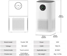 CYRO - HEPA Filter - Luchtreiniger - met Hepa filter - Luchtbevochtiger - Huisallergieën - Huisdierenhaar - Rooklucht - Wit — thumbnail 4