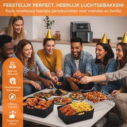 Nevana Airfryer Accessoires - Pizza pan - Spiesrek - Rooster - Heteluchtfriteuse Accessoires Set - Geschikt voor alle Airfryers XL en XXL - Rechthoekvorm — thumbnail 9