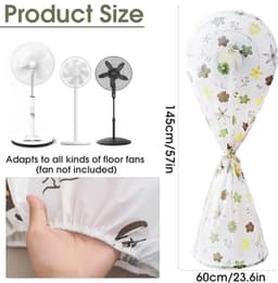 Elektrische Staande Ventilator met Stofbescherming - Huishoudventilator met Bloemenprint — thumbnail 3