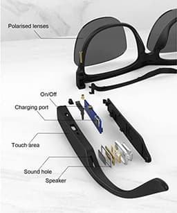 Slimme Bril, Draadloze Bluetooth-audiozonnebril microfoon microfoon en Luidspreker Spraakbediening Handsfree Bellen, Multifunctionele Draadloze Open-ear-koptelefoon — thumbnail 4