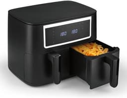 Dubbele airfryer - Dubbele Heteluchtfriteuse 2x4 Liter met Touchscreen, Synchro-kookzones, 10 Programma's, 2600W, Vetarm Frituren, Airfryer XXL voor Gezinnen — thumbnail 4