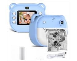 JOLLY TRINKLE®Instantcamera met Printer papier-Inktloze Fotoprinter Compact - Kinder Camera - Fototoestel voor Kinderen Jongens & Meisjes - Digitaal Kindercamera's Speelgoed - Fotoprinter Speelgoedcamera Pocket Printer Blauw