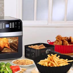 Daity 2-delige Airfryer siliconen bakvorm, 8-inch Airfryer mand voering, siliconen bakvorm, geschikt voor Airfryer oven herbruikbare bakvormen oven accessoires (rood + zwart) — thumbnail 4