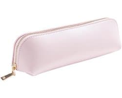 1 x gouache leather case, slim pencil case, simple pencil case, women's pencil case, kawaii pencil case, long pencil case, water pink, modern, water pink, modern