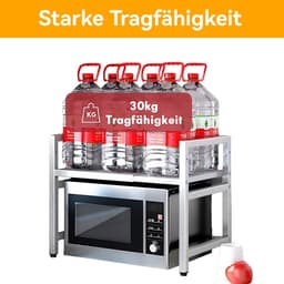 CHIWIN Magnetron Rek Wit Uitschuifbaar 40-64cm - Keuken Magnetronkast met 6 Haken - Opbergrek voor Magnetron Verstelbare Hoogte 32/42cm - Koolstofstaal - 30kg Draagvermogen - voor Magnetrons, Airfryers, Oven — thumbnail 8