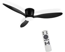 Plafondventilator met verlichting Ø132 cm - Plafondlampen met Ventilator & Lamp Inclusief Afstandsbediening - 6 snelheden - dimbaar - Zwart — afbeelding 1