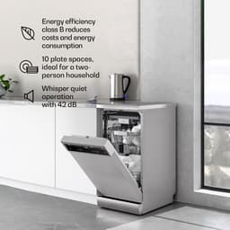 Klarstein Vaatwasser Verosteel 45 cm - vrijstaand, 10 couverts, 9 programma's, stil 42 dB, energieklasse B, AquaStop, kinderslot, zilver - Vaatwasmachine - voor Keuken - Energiezuinig - RVS - Dishwasher - Afwasmachine — thumbnail 6