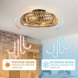 Vintage Plafondventilator met Afstandsbediening en Verlichting - Stille en Omkeerbare Motor met 6 Snelheden — thumbnail 3