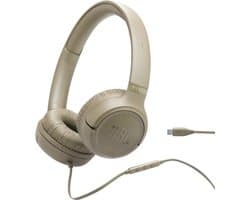 JBL Tune 530 USB-C - USB C Koptelefoon - Bedrade On-ear Headset voor iPhone 15, 16 & 17 - Met Microfoon - JBL Pure Bass - Samsung & Laptop - Beige
