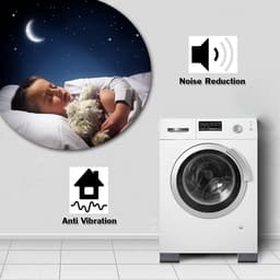 JeiibrZui Antivibratiematten Voor Wasmachine - Rubberen Mat Voor Wasmachine En Droger - Trillingsdemping En Antislipfunctie - 4 Stuks - Voor Huishoudelijke Apparaten Grijs — thumbnail 4