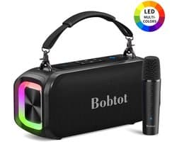 Rayofi Bluetooth speaker - Party Speaker - Draagbare muziek Box - Speakers - LED verlichting - Bluetooth - Karaoke - zwart