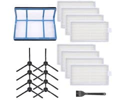 Vervangende onderdelen set - geschikt voor ilife V5 - V5s - V3 - V3s - V5pro - V50 - V55 - X5 - Vervangingsfilterset - robotstofzuigeraccessoires - Inclusief twee filters, een zijborstel en een reinigingsborstel - 18 stuks