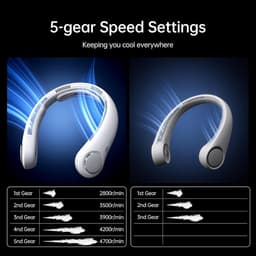 Draagbare Nekventilator met 5 Snelheden en Lange Batterijduur - Handfree Persoonlijke Ventilator — thumbnail 5
