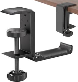 Koptelefoonstandaard voor kantoor hieronder – Koptelefoonstandaard – Verstelbare koptelefoonstandaard – Koptelefoonstandaard – Koptelefoonstandaard voor kantoor – Universele koptelefoonhaak - zwart aluminium — thumbnail 1