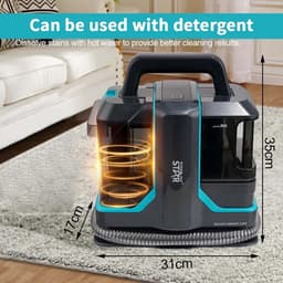 Hennova Tapijtreiniger - Vlekkenreiniger - Meubelreiniger - 240V - Krachtige zuigkracht 11000 PA - Compact en multifunctioneel - 450W - Zwart - 31 x 17 x 35 cm — thumbnail 4