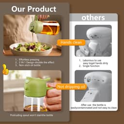 Olieverstuiver - Olieschenker - Olieschenker en sproeier 2 in 1 - Handig - Handmatig openen en sluiten van de schenktuit - Fijne oliespray - Gemakkelijk mee te nemen - Geschikt voor keuken, airfryer, koken, salade, barbecue - Groen — thumbnail 5