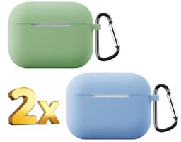 Telestore - hoesje geschikt voor AirPods Pro 3 soft case cover - 2 stuks groen en blauw - TPU hoesje Beschermhoes - AirPods Pro 3 Cover - AirPods Pro 3 hoesje - Geschikt voor Apple AirPods Pro 3 - gel hoesje met sleutelhanger — thumbnail 1