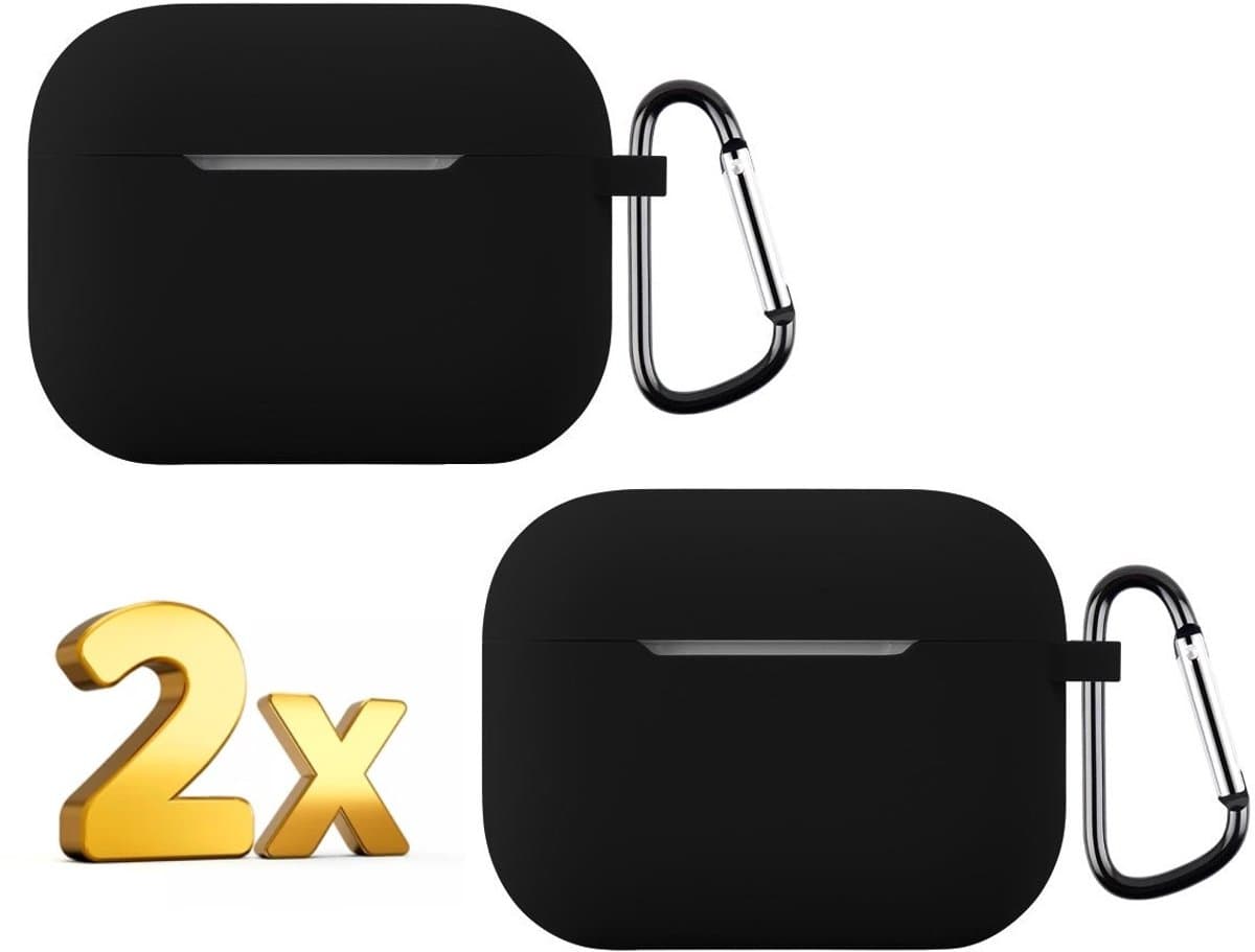 Telestore - hoesje geschikt voor AirPods Pro 3 soft case cover - 2 stuks zwart 2x - TPU hoesje Beschermhoes - AirPods Pro 3 Cover - AirPods Pro 3 hoesje - Geschikt voor Apple AirPods Pro 3 - gel hoesje met sleutelhanger — afbeelding 1