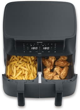 Severin FR 2463 Black Line Dual - Dubbele airfryer - Hetelucht friteuse - Touchscreen - 2x 4 liter - 11 Automatische programma's - Sync cook & finish – Zwart — thumbnail 12