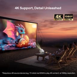 Aurzen - Boom Mini - Beamer - 1080P Full HD - 450 ANSI Lumen - LED Projector met Google TV & Dolby Audio - Auto Focus & Auto Keystone - 2x10W Speaker - WiFi 5G & Bluetooth - Draagbare Mini Beamer voor Thuisbioscoop — thumbnail 2