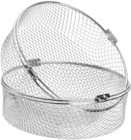 2stuks - Frituurmandje - Roestvrij staal - Airfryer-rek - Stapelbaar - Stoommandje - Multifunctioneel grillrek - Filterrek voor voedseldehydrator - Rond - zilver — thumbnail 6