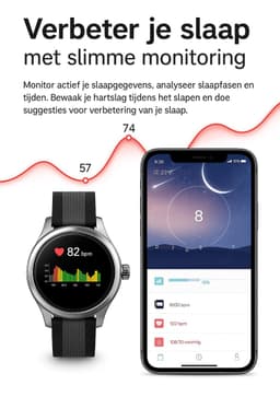 Darenci Smartwatch Majestic – Unisex Smartwatch met Touchscreen – Activity Tracker met Stappenteller, Bloeddrukmeter, Zuurstofmeter & Calorieënteller – Siliconen Band – Zwart/Grijs/Zilver — thumbnail 3