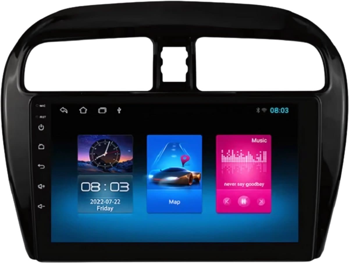 Autoradio met bluetooth - Carplay - Voor Mitsubishi Mirage / Space Star (2012-2018) - Geschikt voor Apple en Android - Stereo - Navigatie - Navigatiesysteem auto - 1GB 16GB — afbeelding 1