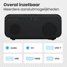 Auronic Beamer 10.000 Lumen - WiFi - 1080P Full HD - Streamen vanaf je telefoon - Smart Mini Beamer - HDMI-kabel - Afstandsbediening en Projectiescherm - Zwart — thumbnail 3