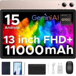 DOOGEE Tab E3 Pro Tablette avec Clavier Android 15 13"+90Hz Helio G100 Octa-Core,32GB RAM+256GB ROM 11000mAh Batterij Metalen Behuizing,Goud — thumbnail 1