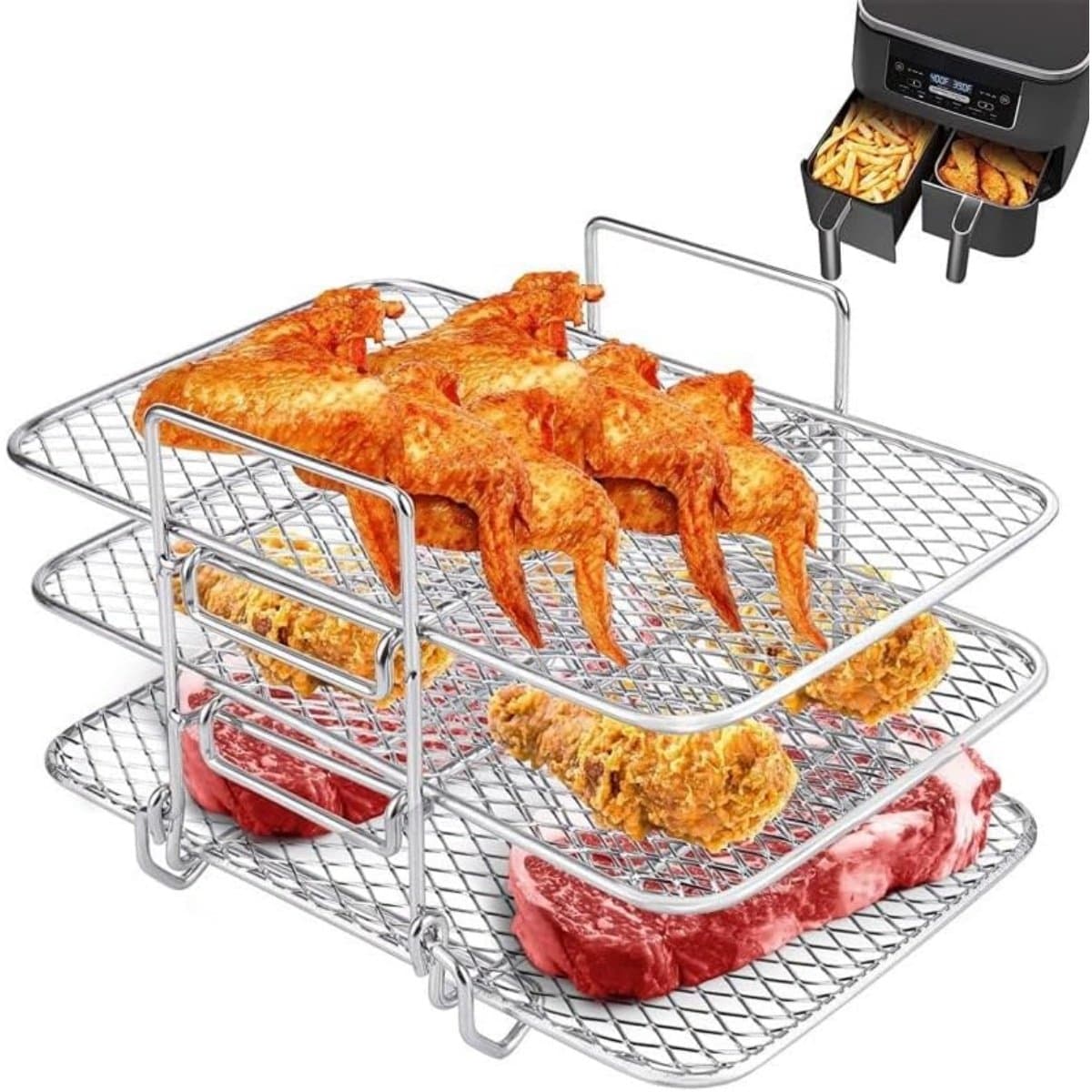 EXCITAT Dehydratorrek - Airfryergrill - RVS-grill - Multifunctioneel - Geschikt voor grillen en stomen — afbeelding 1