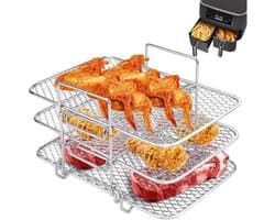 EXCITAT Dehydratorrek - Airfryergrill - RVS-grill - Multifunctioneel - Geschikt voor grillen en stomen