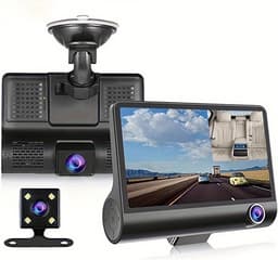 3 Camera Lens 4.0 In Auto DVR Dash Cam HD Dash Camera Dual Lens Video Recorder 1080P Black Box Cycle Dashcam Spiegel（Met 64G geheugenkaart） — thumbnail 1